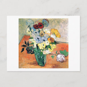 Japanse Vase Rozen Anemones Van Gogh Fine Art Briefkaart