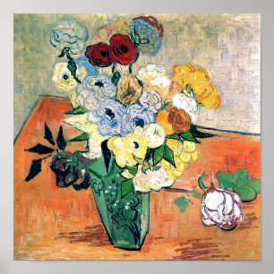 Japanse Vase Rozen Anemones Van Gogh Fine Art Poster