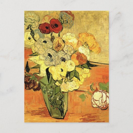 Japanse Vase, Rozen, Anemones van Vincent van Gogh Briefkaart (Voorkant)