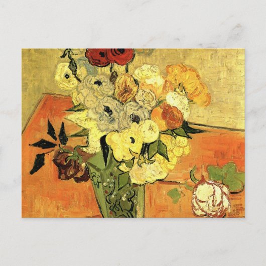 Japanse Vase, Rozen, Anemones van Vincent van Gogh Briefkaart (Voorkant)