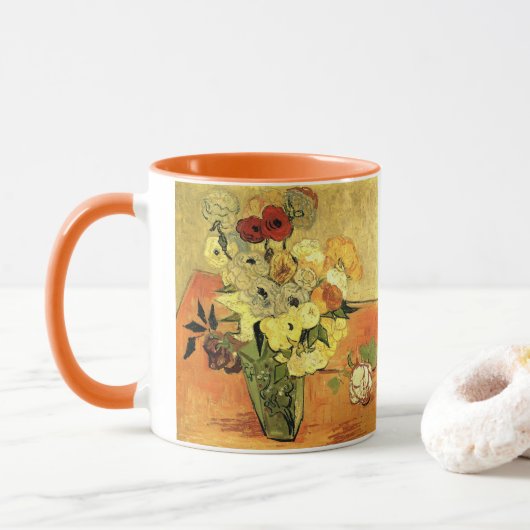 Japanse Vase, Rozen, Anemones van Vincent van Gogh Mok (Met donut)