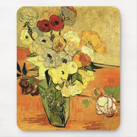 Japanse Vase, Rozen, Anemones van Vincent van Gogh Muismat (Voorkant)