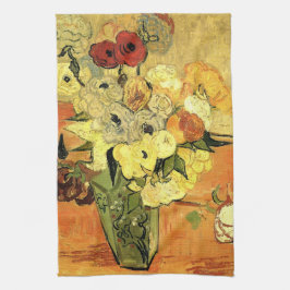 Japanse Vase, Rozen, Anemones van Vincent van Gogh Theedoek