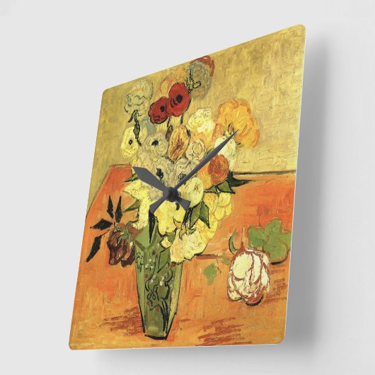 Japanse Vase, Rozen, Anemones van Vincent van Gogh Vierkante Klok (Hoek)