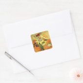 Japanse Vase, Rozen, Anemones van Vincent van Gogh Vierkante Sticker (Envelop)