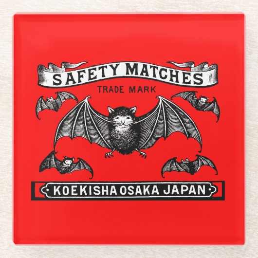 Japanse Veiligheid Wedstrijden Art Bats Glazen Onderzetter (Voorkant)