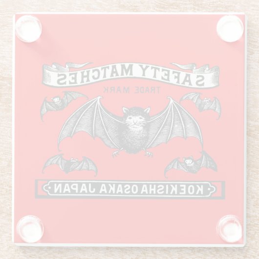 Japanse Veiligheid Wedstrijden Art Bats Glazen Onderzetter (Achterkant)