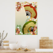 Japanse ventilator 3 groen poster (Keuken)
