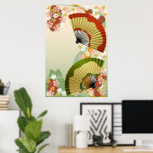 Japanse ventilator 3 groen poster (Thuiskantoor)