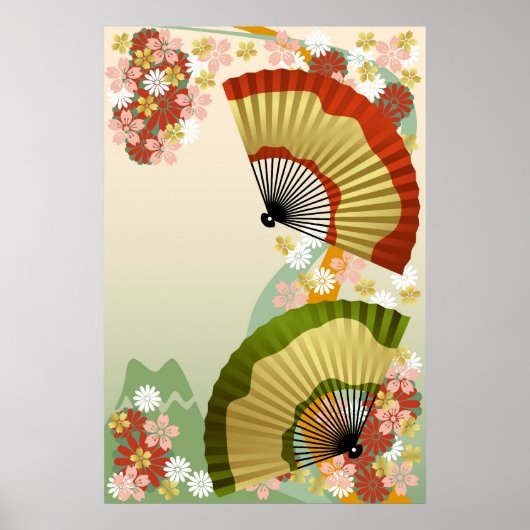 Japanse ventilator 3 groen poster (Voorkant)