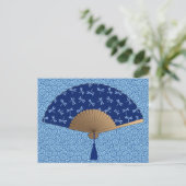 Japanse ventilator, Dragonfly Pattern, kobalt Blue Briefkaart (Staand voorkant)