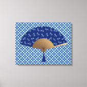 Japanse ventilator, Dragonfly Pattern, kobalt Blue Canvas Afdruk (Voorkant)
