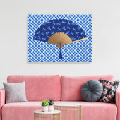 Japanse ventilator, Dragonfly Pattern, kobalt Blue Canvas Afdruk (Insitu (Woonkamer))