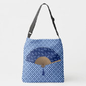 Japanse ventilator, Dragonfly Pattern, kobalt Blue Crossbody Tas (Achterkant)