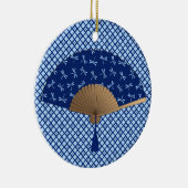 Japanse ventilator, Dragonfly Pattern, kobalt Blue Keramisch Ornament (Rechts)