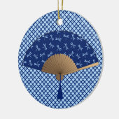 Japanse ventilator, Dragonfly Pattern, kobalt Blue Keramisch Ornament (Links)