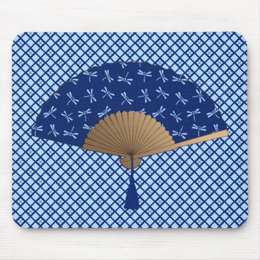 Japanse ventilator, Dragonfly Pattern, kobalt Blue Muismat (Voorkant)
