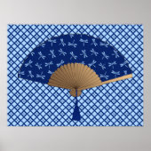 Japanse ventilator, Dragonfly Pattern, kobalt Blue Poster (Voorkant)