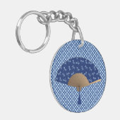 Japanse ventilator, Dragonfly Pattern, kobalt Blue Sleutelhanger (Voorkant Links)