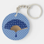 Japanse ventilator, Dragonfly Pattern, kobalt Blue Sleutelhanger (Achterkant)