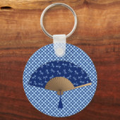 Japanse ventilator, Dragonfly Pattern, kobalt Blue Sleutelhanger (Voorkant)