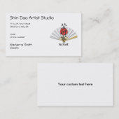 Japanse ventilator met kalligrafie voor "artiest" visitekaartje (Voorkant / Achterkant)