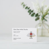 Japanse ventilator met kalligrafie voor "artiest" visitekaartje (Staand voorkant)