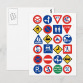 Japanse verkeersborden (witte achtergrond) briefkaart (Voorkant / Achterkant)