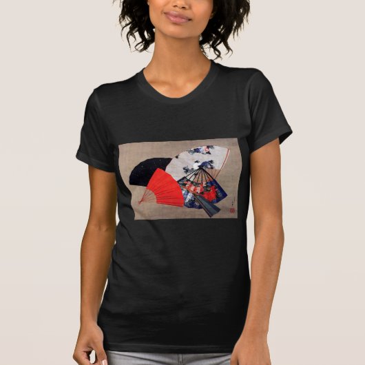 Japanse Vijf Ventilatoren, Hokusai, Ukiyoe T-shirt (Voorkant)