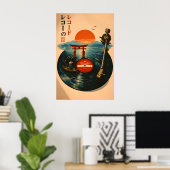 Japanse Vinylplaat Zonsondergang Torii Gate Poster (Thuiskantoor)