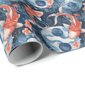 Japanse vis in Waterverf Cadeaupapier (Rol Hoek)