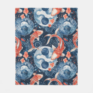 Japanse vis in Waterverf Fleece Deken