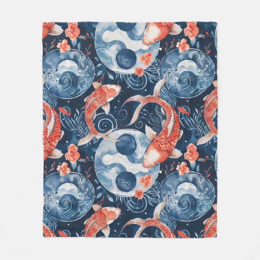 Japanse vis in Waterverf Fleece Deken (Voorkant)