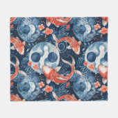 Japanse vis in Waterverf Fleece Deken (Voorkant (Horizontaal))