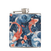 Japanse vis in Waterverf Heupfles (Voorkant)