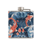 Japanse vis in Waterverf Heupfles (Achterkant)