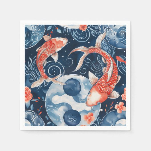 Japanse vis in Waterverf Servet (Voorkant)