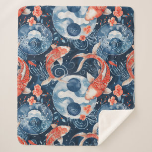 Japanse vis in Waterverf Sherpa Deken