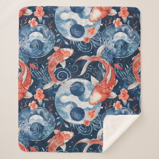 Japanse vis in Waterverf Sherpa Deken (Voorkant)