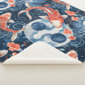 Japanse vis in Waterverf Sherpa Deken (3/4)