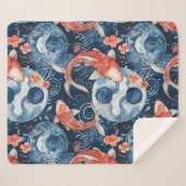 Japanse vis in Waterverf Sherpa Deken (Voorkant (horizontaal))