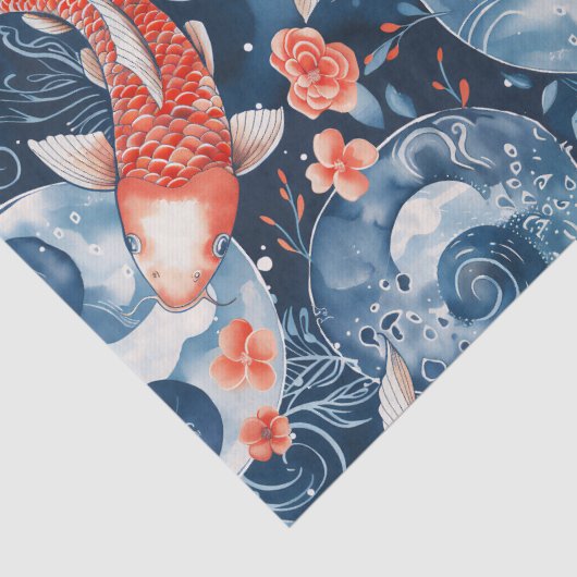 Japanse vis in Waterverf Tissuepapier (Detail)