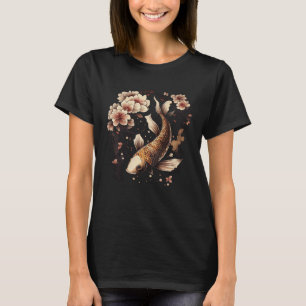 Japanse Vis Koi Karper Grafisch Vintage Kersenbloe T-shirt