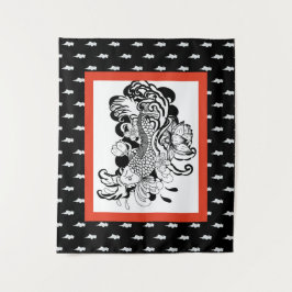 JAPANSE VIS MET WOLKENPATROON WANDKLEED