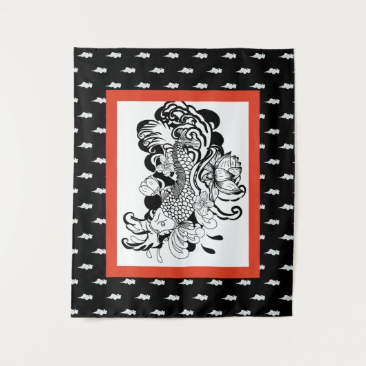 JAPANSE VIS MET WOLKENPATROON WANDKLEED (Voorkant)