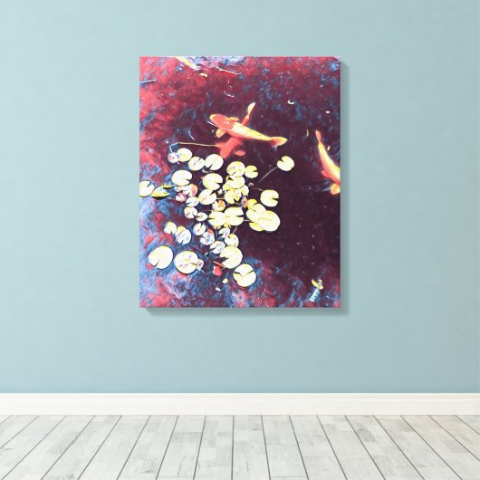 Japanse visvijver canvas afdruk (Insitu (Houten vloer))