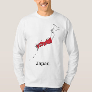 Japanse vlag binnen souvenirontwerp van landkaart t-shirt