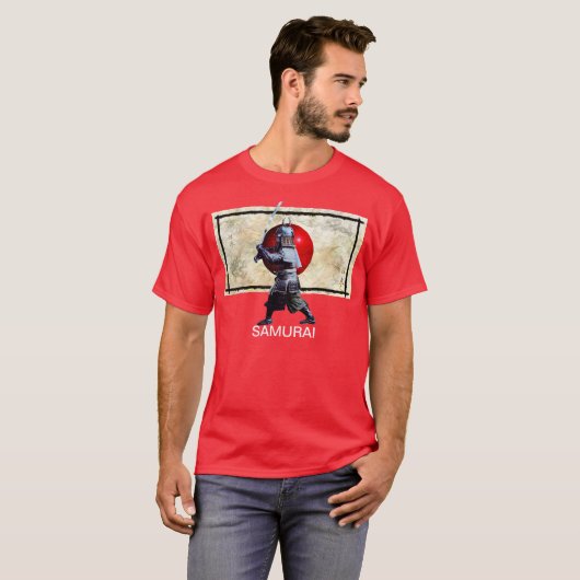 Japanse vlag en Samurai Art Shirt (Voorkant volledig)