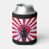 Japanse vlag en stijgende zon Samurai Warrior Blikjeskoeler (Blikje Voorkant)