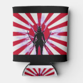 Japanse vlag en stijgende zon Samurai Warrior Blikjeskoeler (Voorkant)